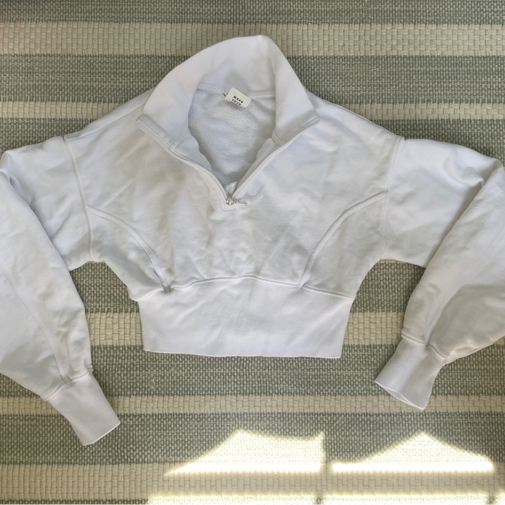 OFFLINE By Aerie Throw-Back Corset Cropped Quarter Zip